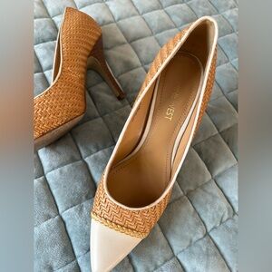 Nine West Beige and Tan Woven Heels